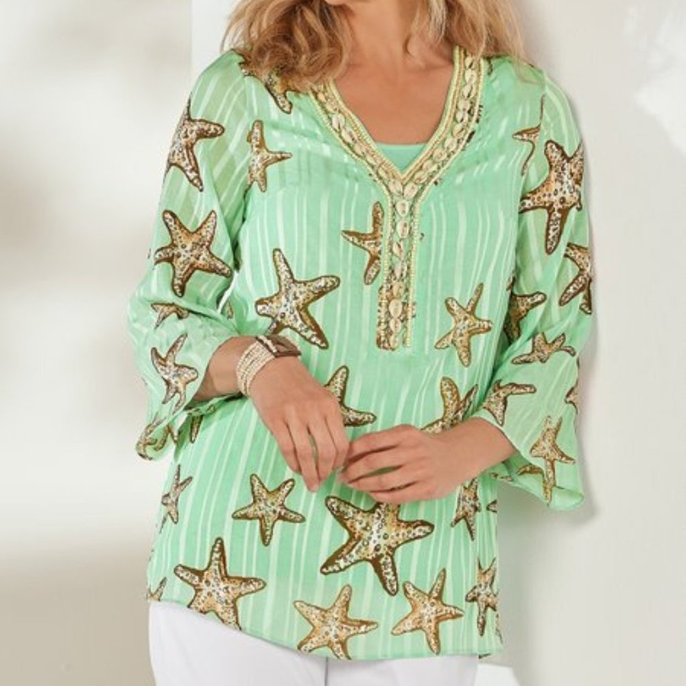 NWOT Stella Marina  Aqua Tunic Top & Cami